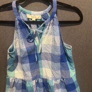 LOFT Multicolor Checkered Sleeveless Blouse